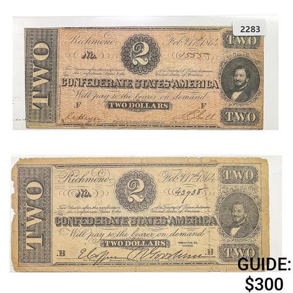 [2]1864 $2 Confederate States of America Notes
