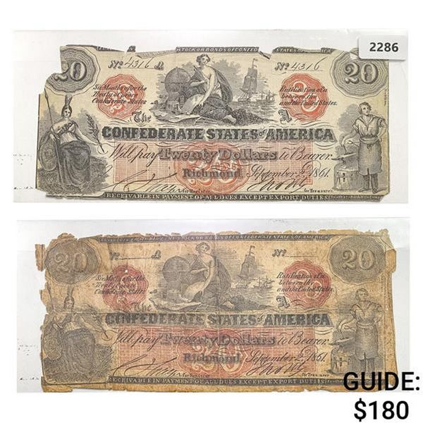 [2]1861 $20 Confederate States of America Notes