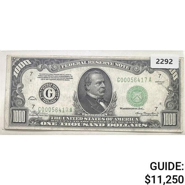 1934 $1000 Federal Reserve Note - Bank of Chicago