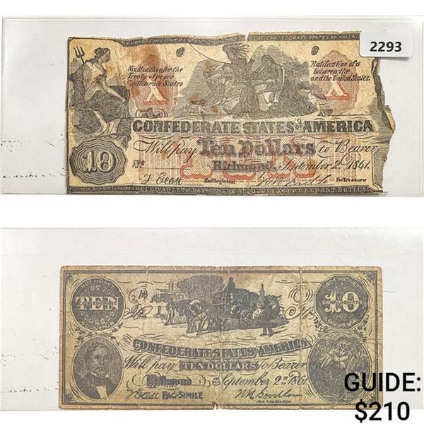 [2]1861 $10 Confederate States of America Notes