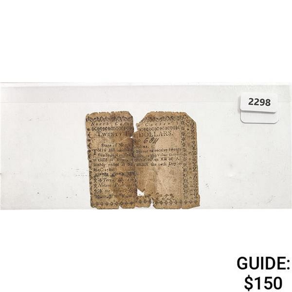 1780 $25 North Carolina Bill