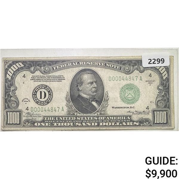 1934A $1000 Federal Reserve Note-Bank of Cleveland