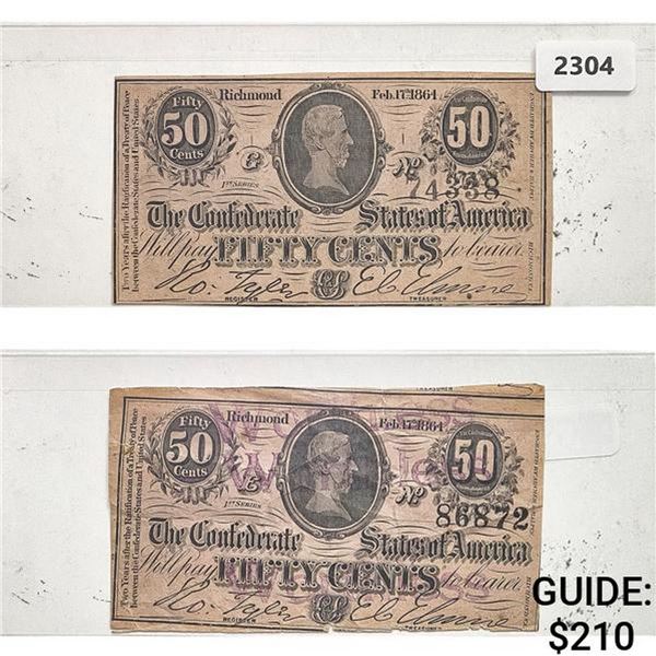 [2]1864 50C Confederate States Fractional Currency