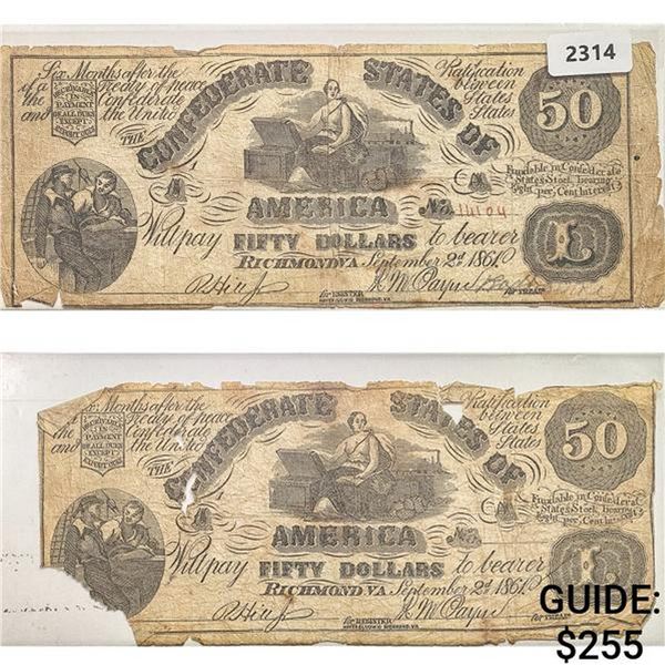 [2]1861 $50 Confederate States of America Notes