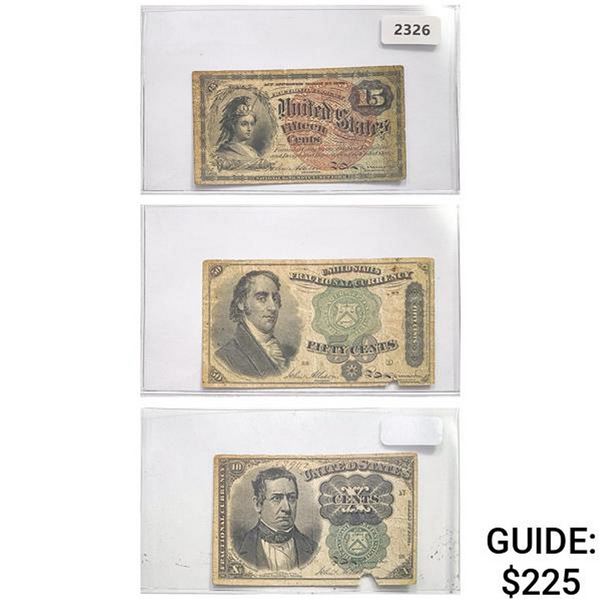 [3]1863-1874 10C/15C/50C United States Fractional Currency