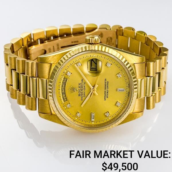 Rolex President 18k Yellow Gold Factory Diamond - Reference #18038