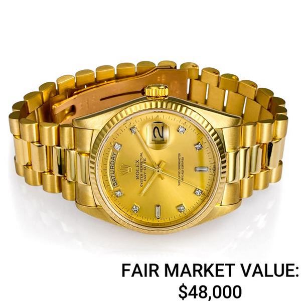 Rolex President 18k Yellow Gold Factory Diamond - Reference #18038