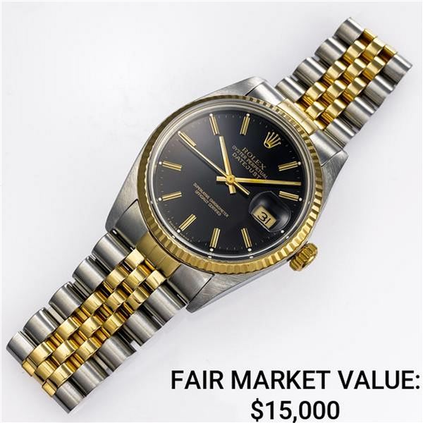 Rolex Datejust SS & 18k Yellow Gold w/ Black Dial - Reference #16013