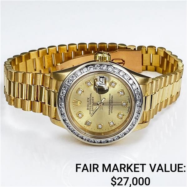 Rolex Datejust 18k yg Diamond Bezel/Champagne Dial - Reference #63275