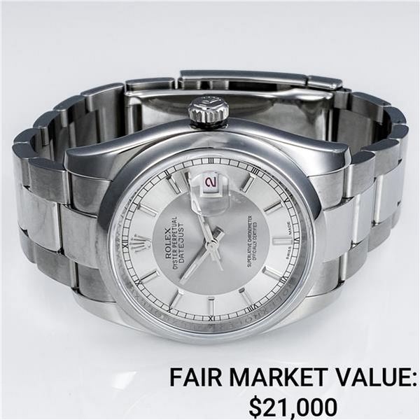 Rolex Datejust SS & 18k wg w/ Bullseye Silver Dial - Reference #116200