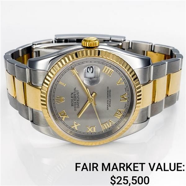 Rolex Datejust SS & 18k Yellow Gold w/ Roman Dial - Reference #116233