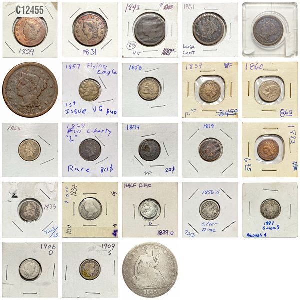 [23]1829-1909 Varied U.S. Coin Lot [1C-50C]