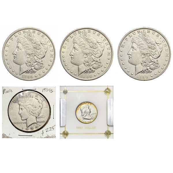[5]1884-1954 Morgan/Peace Dollars & Franklin 50C