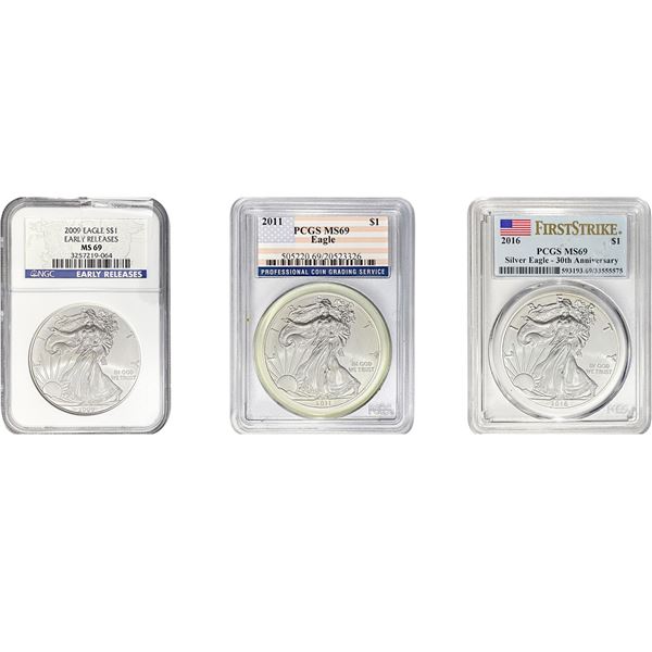 [3]2009-2016 Silver Eagle NGC/PCGS MS69