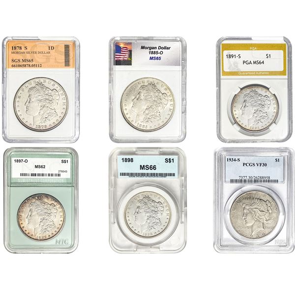 1878-1934 [5]Silver Morgan Dollars [1]Peace Dollar