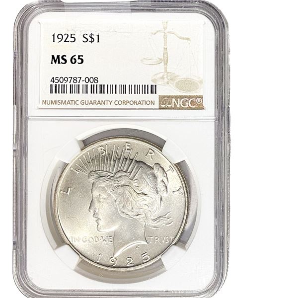 1925 Silver Peace Dollar NGC MS65