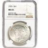 Image 1 : 1925 Silver Peace Dollar NGC MS65