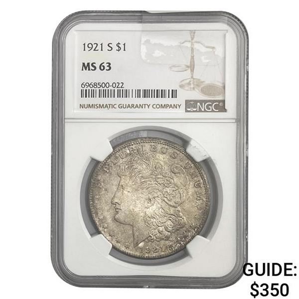 1921-S Morgan Dollar NGC MS63