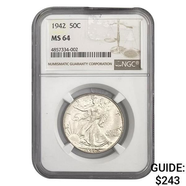 1942 50C Walking Liberty Half Dollar NGC