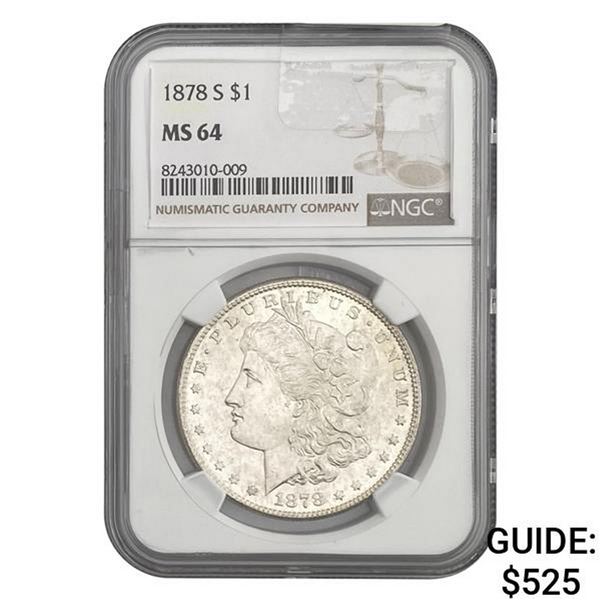 1878-S Morgan Silver Dollar NGC MS64
