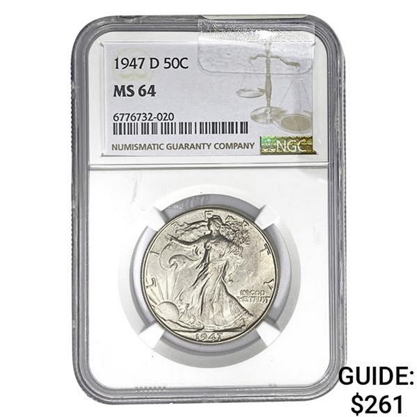 1947-D 50C NGC MS64
