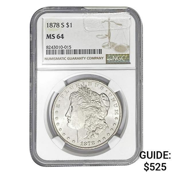 1878-S Morgan Silver Dollar NGC MS64