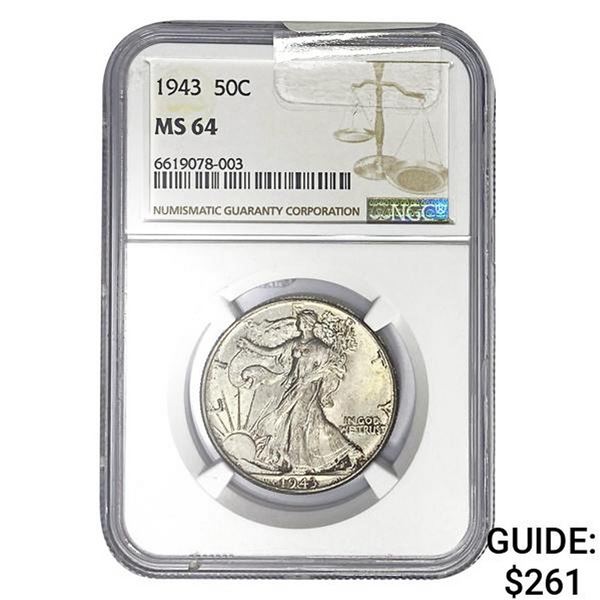 1943 50C Walking Liberty Half NGC MS64