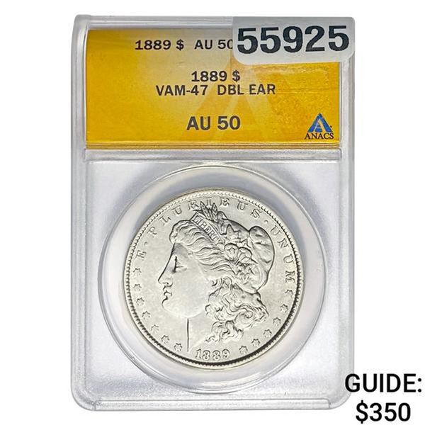 1889 Morgan Dollar VAM-47 ANACS AU50