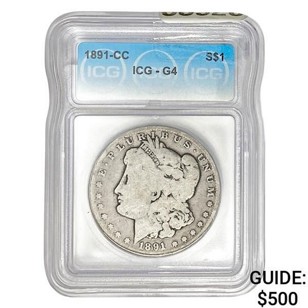 1891-CC Morgan Silver Dollar ICG G4
