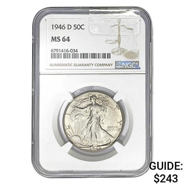 1946-D Walking Liberty Half Dollar NGC M