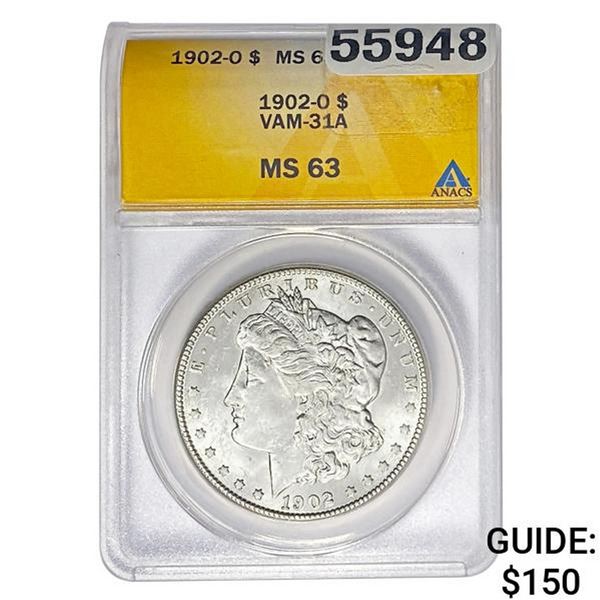 1902-O Morgan Dollar ANACS MS63