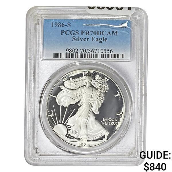 1986-S Silver Eagle PCGS PR70DCAM