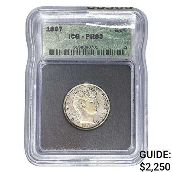 1897 Barber Quarter ICG PR63