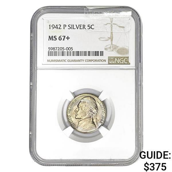 1942-P Silver 5C NGC MS67+