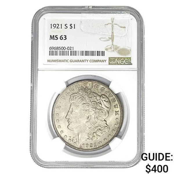 1921-S Morgan Dollar NGC MS63