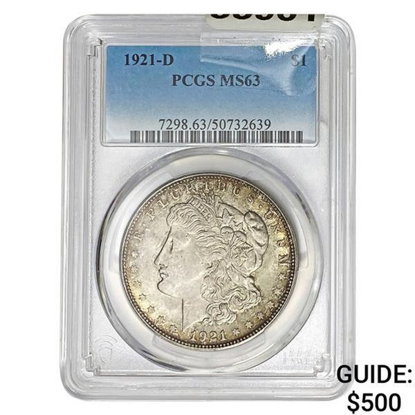 1921-D Morgan Silver Dollar PCGS MS63