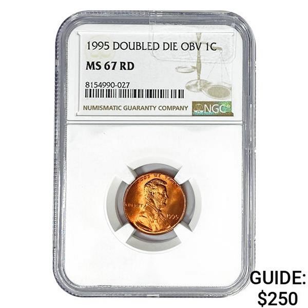 1995 Doubled Die Obverse 1C NGC MS67 RD