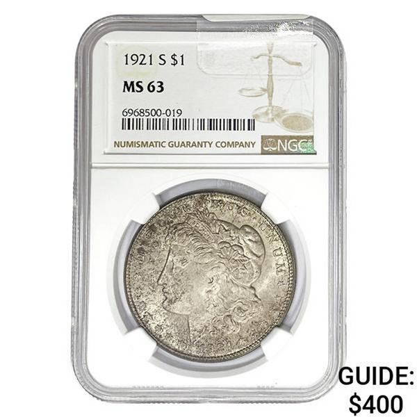 1921-S Morgan Silver Dollar NGC MS63