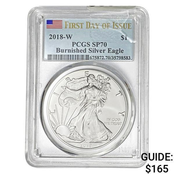 2018-W Burnished Silver Eagle PCGS SP70