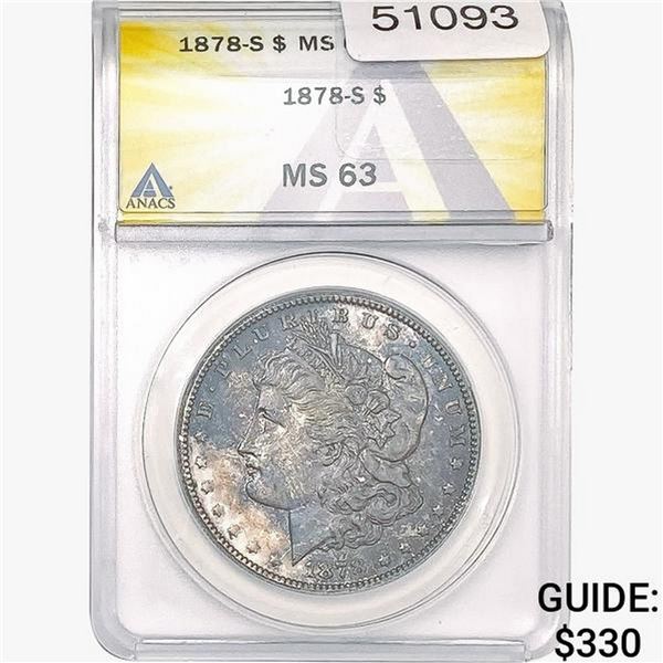 1878-S Morgan Silver Dollar ANACS MS63