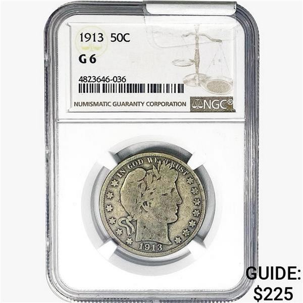 1913 Barber Half Dollar NGC G6