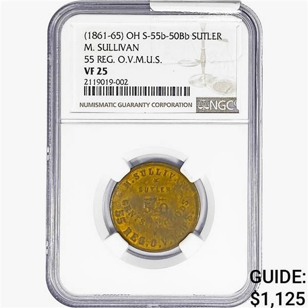1861-65 OH Token S-55b-50Bb Sutler NGC VF25 Sullivan