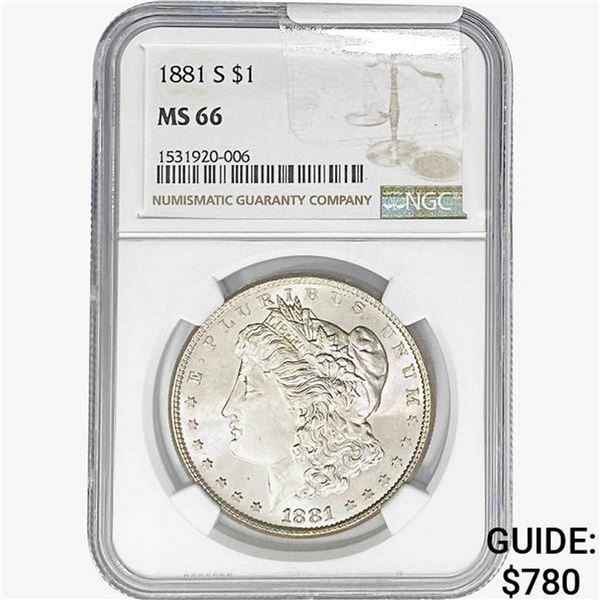 1881-S Morgan Silver Dollar NGC MS66