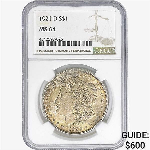 1921-D Morgan Silver Dollar NGC MS64