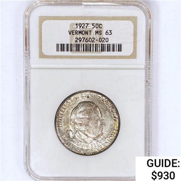 1927 Vermont Half Dollar NGC MS63
