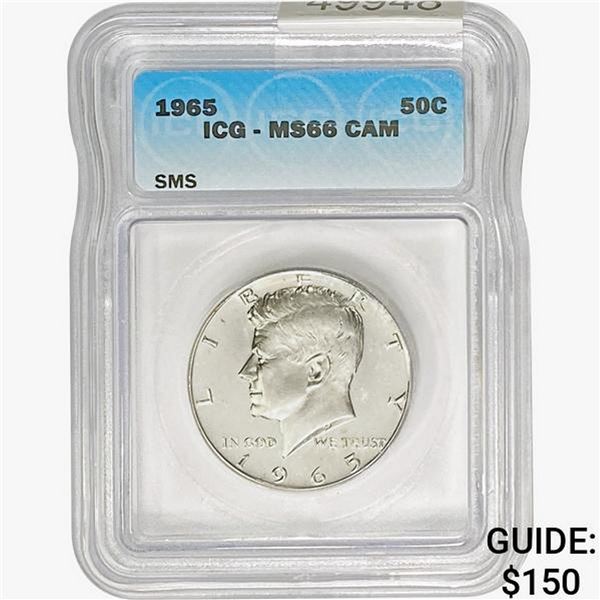 1965 Kennedy Half Dollar ICG MS66 CAM SMS
