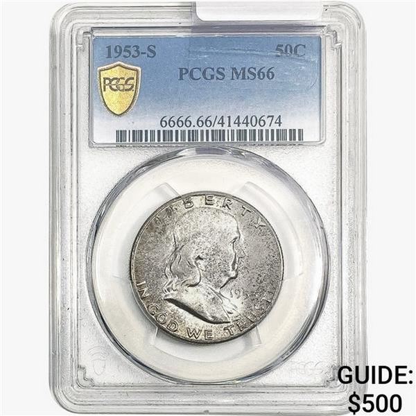 1953-S Franklin Half Dollar PCGS MS66