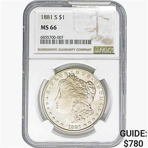 1881-S Morgan Silver Dollar NGC MS66