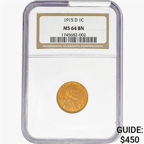1915-D Wheat Cent NGC MS64 BN