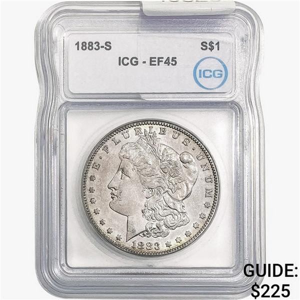 1883-S Morgan Silver Dollar ICG EF45